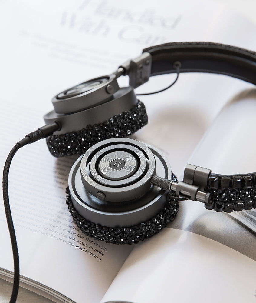 Jet Black Swarovski Beading For Our Signature MH30 On-Ear Headphones: Carolyn Rowan For Master & Dynamic